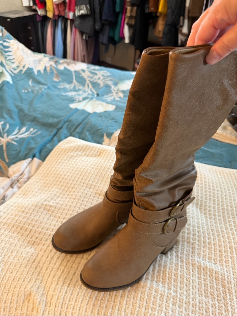 Women’s Brown Mid-Calf Buckle Boots